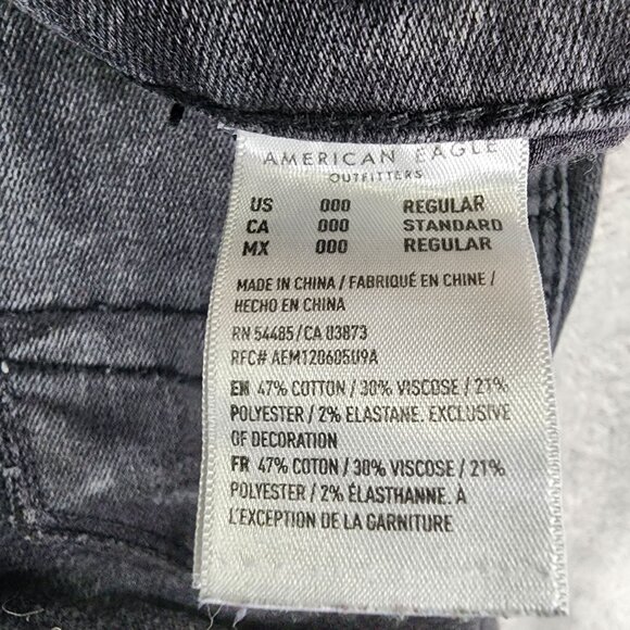 Womens Black American Eagle Super Hi Rise Jegging Crop Jeans Distressed Size 000 - Picture 4 of 10